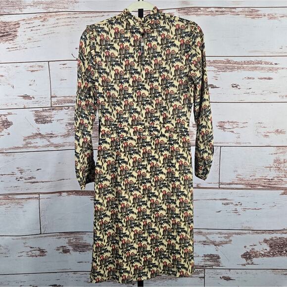 Anthropologie Ottod'Ame Monkey Printed Mock Neck Dress Size 6 - Picture 2 of 7